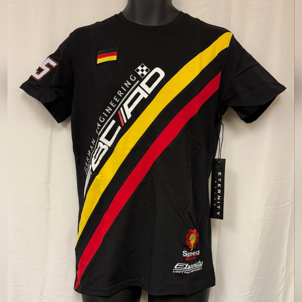 Eternity BC/AD Germany Motor Sport Black/Yellow T-Shirt / NWT